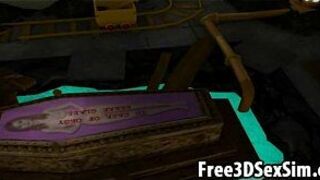 Sexy 3D cartoon dominatrix babe waits for a slave porn video